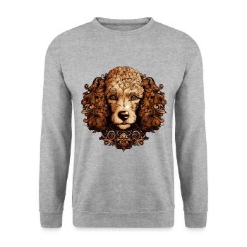 Pudel Hund Kopf Tier - Unisex Pullover - Weißgrau meliert - Vorne - Alina (178cm) & Michal (187cm)