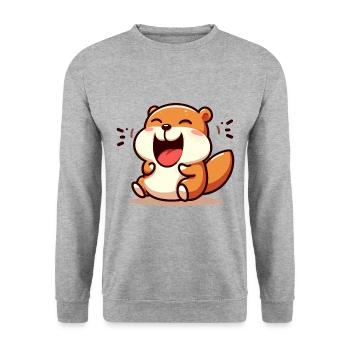 LAUGHING HAMSTER RODENT PET SMALL CHEEK ROUND - Unisex Sweatshirt - salt & pepper - Front - Alina (178cm) & Michal (187cm)