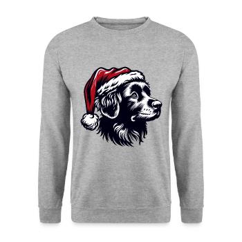 HUND FROHE WEIHNACHTEN FAMILIE HAUSTIER LIEBE HERZ - Unisex Pullover - Weißgrau meliert - Vorne - Alina (178cm) & Michal (187cm)