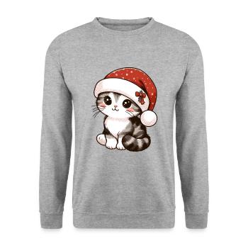 HOUSE CAT KITTY KITTEN PET CHRISTMAS HAT - Unisex Sweatshirt - salt & pepper - Front - Alina (178cm) & Michal (187cm)