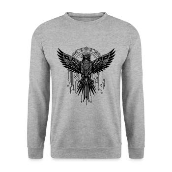 ADLER GREIFVOGEL CYBER MECHANISCH FUTURISTISCH - Unisex Pullover - Weißgrau meliert - Vorne - Alina (178cm) & Michal (187cm)