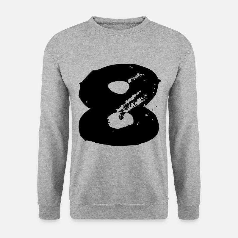 8 Zahl Trikot - Unisex Pullover - Weißgrau meliert