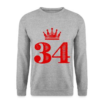 34 Number Krone - Unisex Sweatshirt - salt & pepper - Front - Alina (178cm) & Michal (187cm)