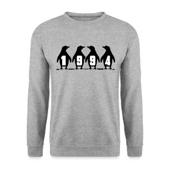 1994 Birthday Penguin Party Winter Swimmers - Unisex Sweatshirt - salt & pepper - Front - Alina (178cm) & Michal (187cm)
