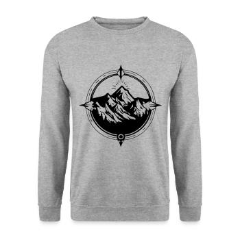 Symbole de voyage Compass Mountains - Sweat-shirt Unisexe - gris chiné - Devant - Alina (178cm) & Michal (187cm)