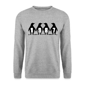 1987 Birthday Penguin Party Winter Swimmers - Unisex Sweatshirt - salt & pepper - Front - Alina (178cm) & Michal (187cm)
