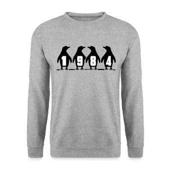 1984 Birthday Penguin Party Winter Swimmers - Unisex Sweatshirt - salt & pepper - Front - Alina (178cm) & Michal (187cm)