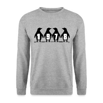 1978 Penguin Birthday Ice Bath Anniversary Party - Unisex Sweatshirt - salt & pepper - Front - Alina (178cm) & Michal (187cm)