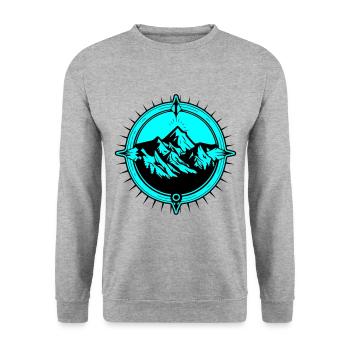 Symbole de voyage Compass Mountains - Sweat-shirt Unisexe - gris chiné - Devant - Alina (178cm) & Michal (187cm)