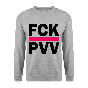 Fck pvv - Unisex Pullover - Weißgrau meliert - Vorne - Alina (178cm) & Michal (187cm)