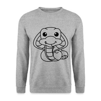 Snake Cobra Comic Animal - Unisex Sweatshirt - salt & pepper - Front - Alina (178cm) & Michal (187cm)