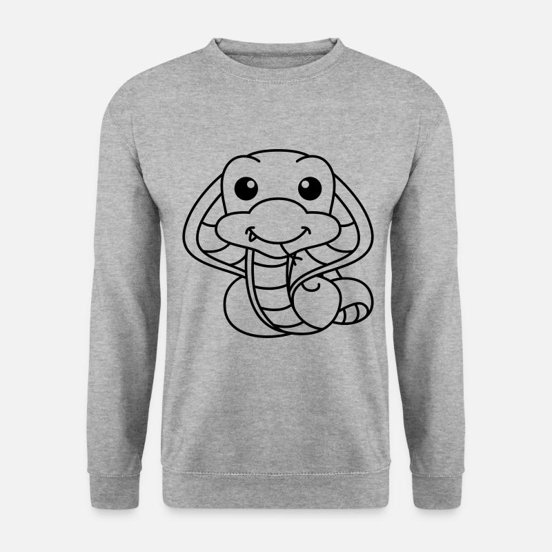 Schlange Kobra Comic Tier - Unisex Pullover - Weißgrau meliert