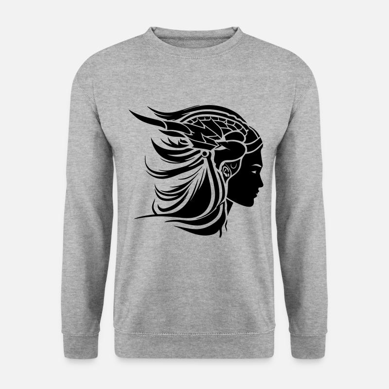 Wikinger Frau Viking Kriegerin - Unisex Pullover - Weißgrau meliert