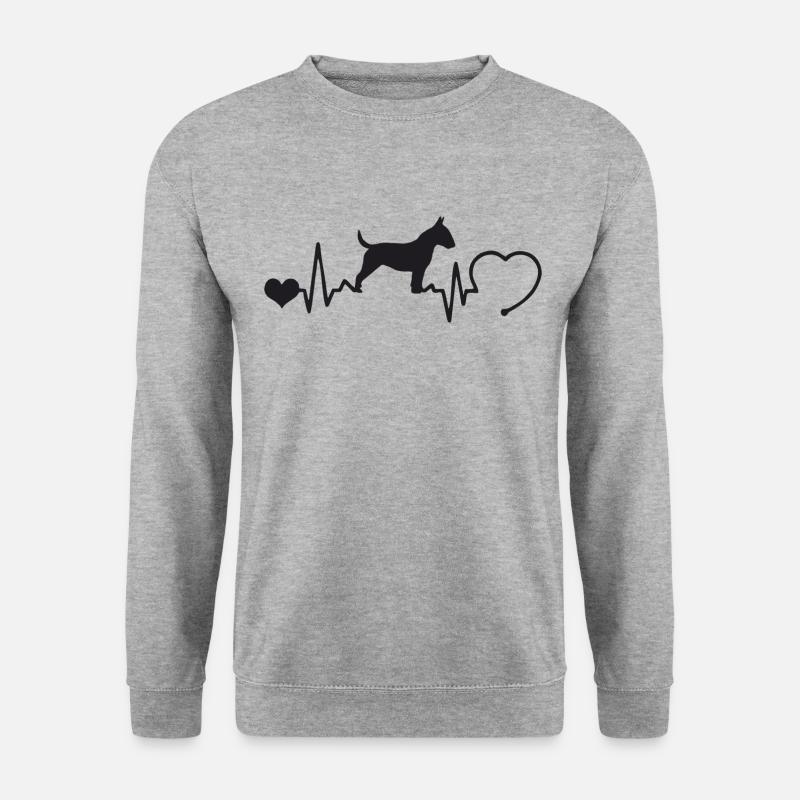 Bullterrier mit Herzschlag - Unisex Pullover - Weißgrau meliert