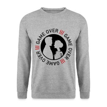 Hochzeitspaar Game Over Brautpaar Jga - Unisex Pullover - Weißgrau meliert - Vorne - Alina (178cm) & Michal (187cm)