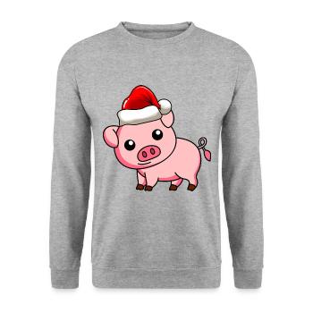 Pig Comic Christmas - Unisex Sweatshirt - salt & pepper - Front - Alina (178cm) & Michal (187cm)