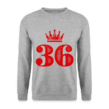 36 Couronne numérique - Sweat-shirt Unisexe - gris chiné - Devant - Alina (178cm) & Michal (187cm)