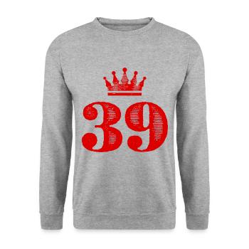39 Number crown - Unisex Sweatshirt - salt & pepper - Front - Alina (178cm) & Michal (187cm)