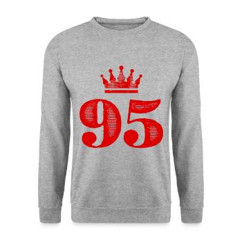 95 Couronne numérique - Sweat-shirt Unisexe - gris chiné - Devant - Alina (178cm) & Michal (187cm)