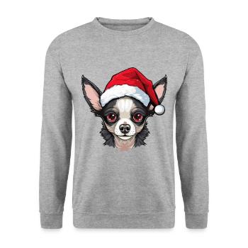 Chihuahua Dog Christmas Portrait Xmas - Unisex Sweatshirt - salt & pepper - Front - Alina (178cm) & Michal (187cm)
