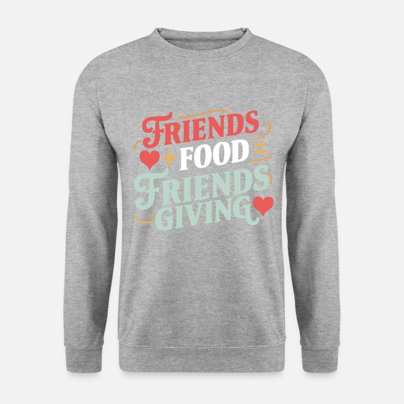 Freundschafts-erntedankfest, Dankbare Freunde - Unisex Pullover - Weißgrau meliert