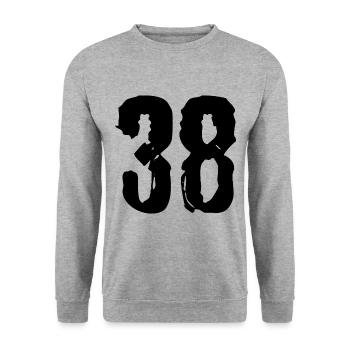 38 Number jersey - Unisex Sweatshirt - salt & pepper - Front - Alina (178cm) & Michal (187cm)