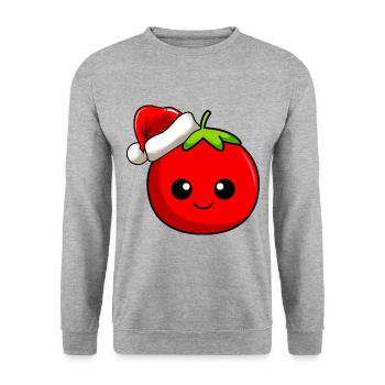Tomate Weihnachten Comic Xmas - Unisex Pullover - Weißgrau meliert - Vorne - Alina (178cm) & Michal (187cm)