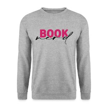Reading books "book-nerd" Reading corner Library Roman - Unisex Sweatshirt - salt & pepper - Front - Alina (178cm) & Michal (187cm)