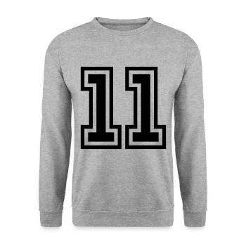 11 Symbole numérique - Sweat-shirt Unisexe - gris chiné - Devant - Alina (178cm) & Michal (187cm)
