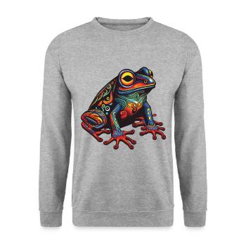 Frosch Portrait - Unisex Pullover - Weißgrau meliert - Vorne - Alina (178cm) & Michal (187cm)