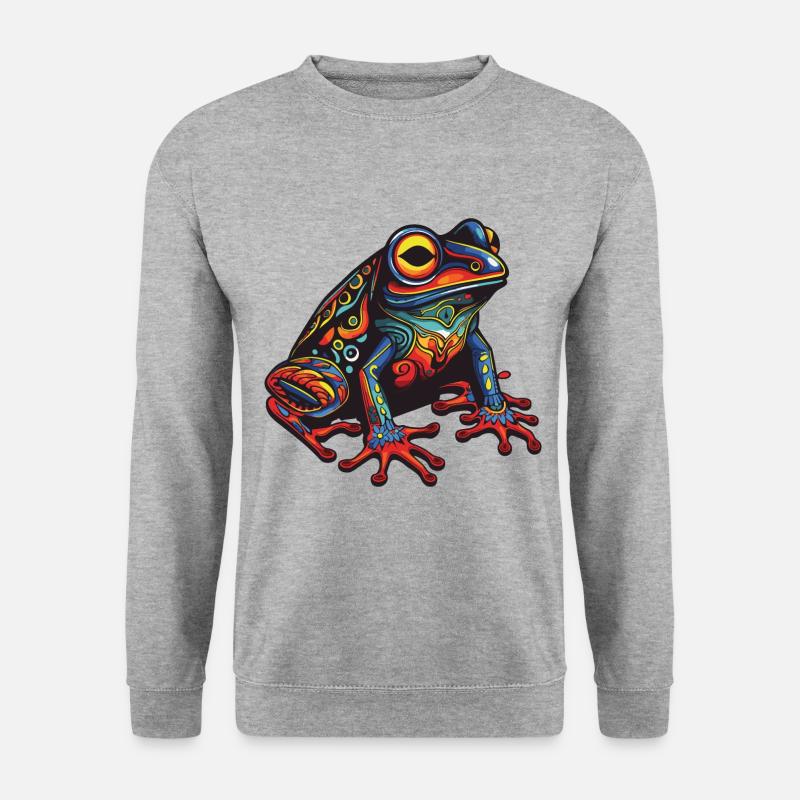 Frosch Portrait - Unisex Pullover - Weißgrau meliert