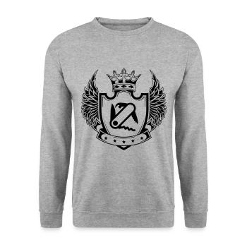 Taschenmesser Schild - Unisex Pullover - Weißgrau meliert - Vorne - Alina (178cm) & Michal (187cm)