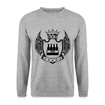 Bierflasche Kiste - Unisex Pullover - Weißgrau meliert - Vorne - Alina (178cm) & Michal (187cm)