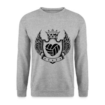 Volleyball herz wappen - Unisex Pullover - Weißgrau meliert - Vorne - Alina (178cm) & Michal (187cm)