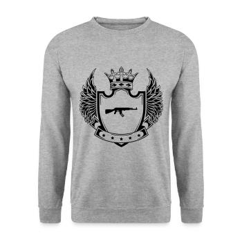 Gewehr icon wappen - Unisex Pullover - Weißgrau meliert - Vorne - Alina (178cm) & Michal (187cm)