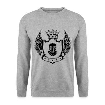 Ritter Helm wappen - Unisex Pullover - Weißgrau meliert - Vorne - Alina (178cm) & Michal (187cm)