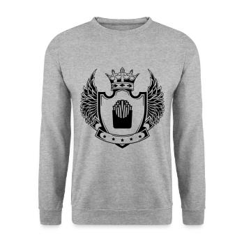 Français frites fast-food armoiries - Sweat-shirt Unisexe - gris chiné - Devant - Alina (178cm) & Michal (187cm)