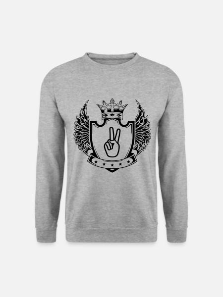 Hand Peace Wappen - Unisex Pullover - Weißgrau meliert