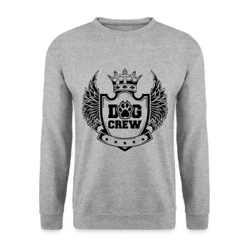 Dog Crew Wappen Logo - Unisex Pullover - Weißgrau meliert - Vorne - Alina (178cm) & Michal (187cm)