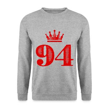 94 Number crown - Unisex Sweatshirt - salt & pepper - Front - Alina (178cm) & Michal (187cm)