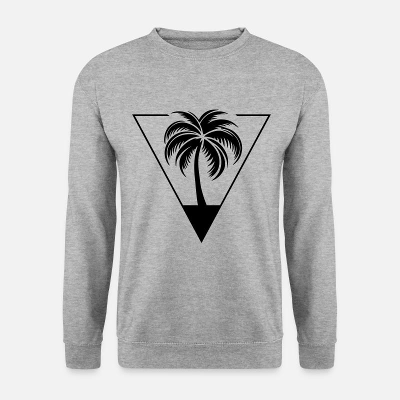 Palme Silhouette Symbol - Unisex Pullover - Weißgrau meliert