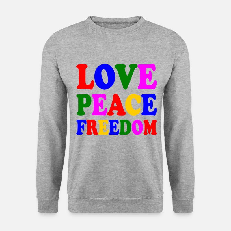 Love peace freedom - Unisex Pullover - Weißgrau meliert