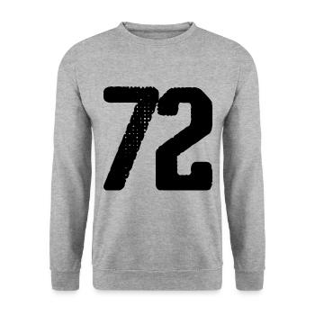 72 Zahl Trikot - Unisex Pullover - Weißgrau meliert - Vorne - Alina (178cm) & Michal (187cm)
