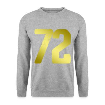 72 Zahl Trikot - Unisex Pullover - Weißgrau meliert - Vorne - Alina (178cm) & Michal (187cm)