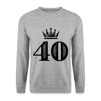 40 Zahl Krone - Unisex Pullover - Weißgrau meliert - Vorne - Alina (178cm) & Michal (187cm)