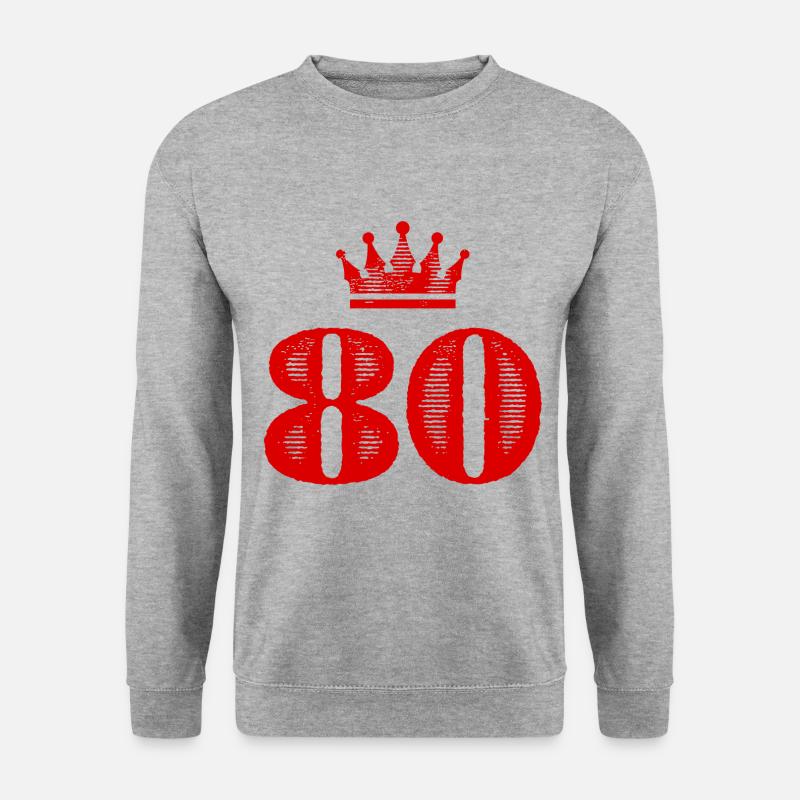 80 Zahl Krone - Unisex Pullover - Weißgrau meliert