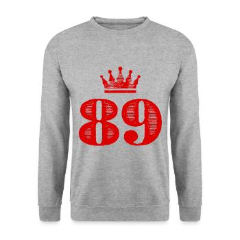 89 Number crown - Unisex Sweatshirt - salt & pepper - Front - Alina (178cm) & Michal (187cm)