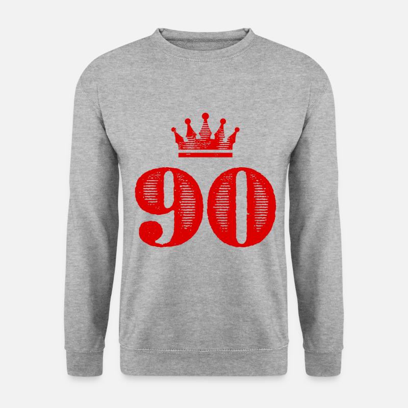90 Zahl Krone - Unisex Pullover - Weißgrau meliert