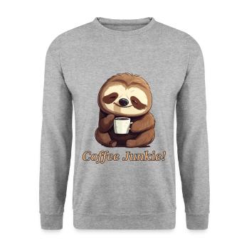 morning grouch coffee addicted sloth coffee junkie - Unisex Sweatshirt - salt & pepper - Front - Alina (178cm) & Michal (187cm)