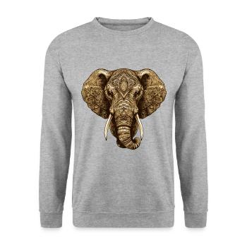 Elephant Head Animal - Unisex Sweatshirt - salt & pepper - Front - Alina (178cm) & Michal (187cm)